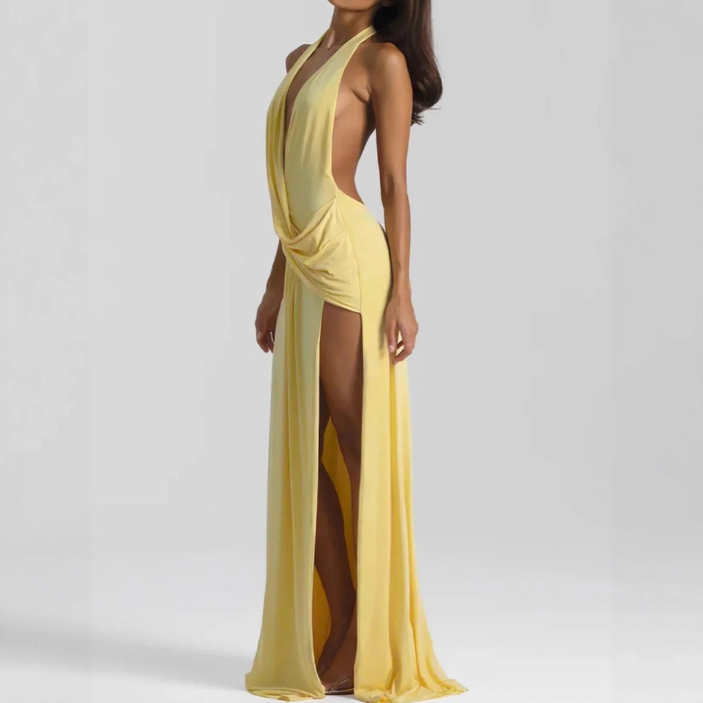 Backless Bodycon Dress Deep V Neck Halter Sexy Party Cocktail — product view 2