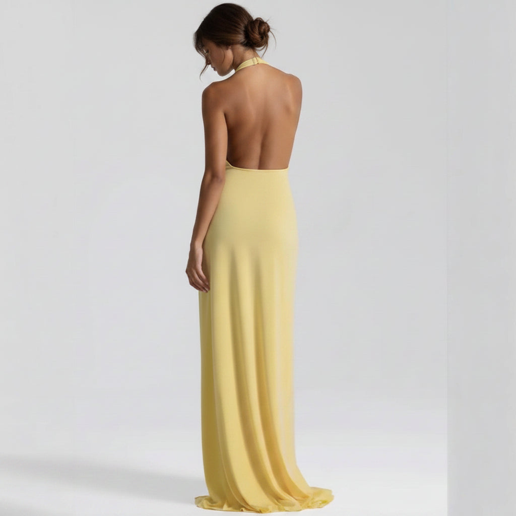 Backless Bodycon Dress Deep V Neck Halter Sexy Party Cocktail — product view 3