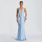 Halter Maxi Dress Backless Slit Sexy Summer Women Long Gown — product view 1