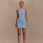 One Shoulder Bodycon Dress Ruched Mini Summer Party Clubwear — product view 2