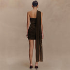 One Shoulder Bodycon Dress Ruched Mini Summer Party Clubwear — product view 4