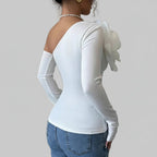 Off Shoulder Bodysuit Long Sleeve White Party Elegant Sexy Women — product view 3