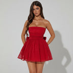Strapless Bodycon Mini Dress Backless Mesh Party Cocktail Dress — product view 1