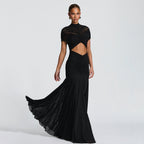 Women's Ruched Bodycon Maxi Dress Sexy Cutout Solid Color Long Dress — product view 2
