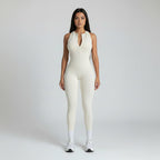 Women's Yoga Jumpsuit Backless Zip Front Cutout Sleeveless Bodysuit — product view 1