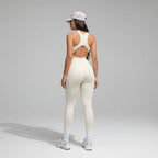 Women's Yoga Jumpsuit Backless Zip Front Cutout Sleeveless Bodysuit — product view 3