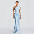 Satin Maxi Dress Long Sleeve Ruched Bodycon Elegant Evening Gown — product view 2