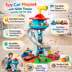 Toy Car Playset Kids Slide Tower Multi Level Activity Set — product view 4