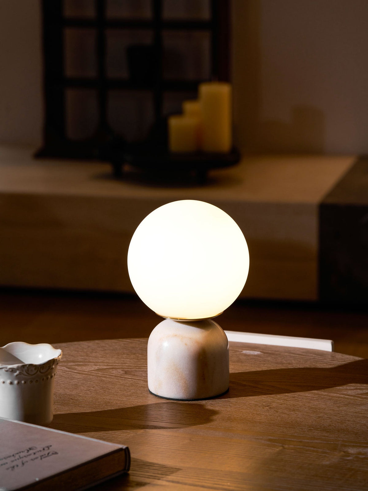 Marble Table Lamp Modern Globe Bedside Minimalist Bedroom — product view 48