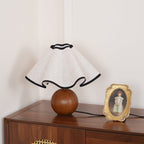 Modern Table Lamp Wood Base Linen Shade Bedside Decor — product view 12