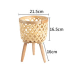 Bamboo Plant Stand Indoor Woven Flower Display Holder Boho Decor — product view 1