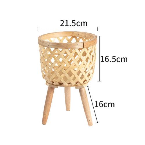 Bamboo Plant Stand Indoor Woven Flower Display Holder Boho Decor — product view 1