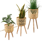 Bamboo Plant Stand Indoor Woven Flower Display Holder Boho Decor — product view 8