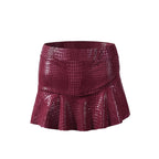 Faux Leather Coated Stretch Mini Skirt Pants — product view 5