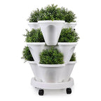 Space saving stackable plant pots – Vertical planting system with wheels — product view 4