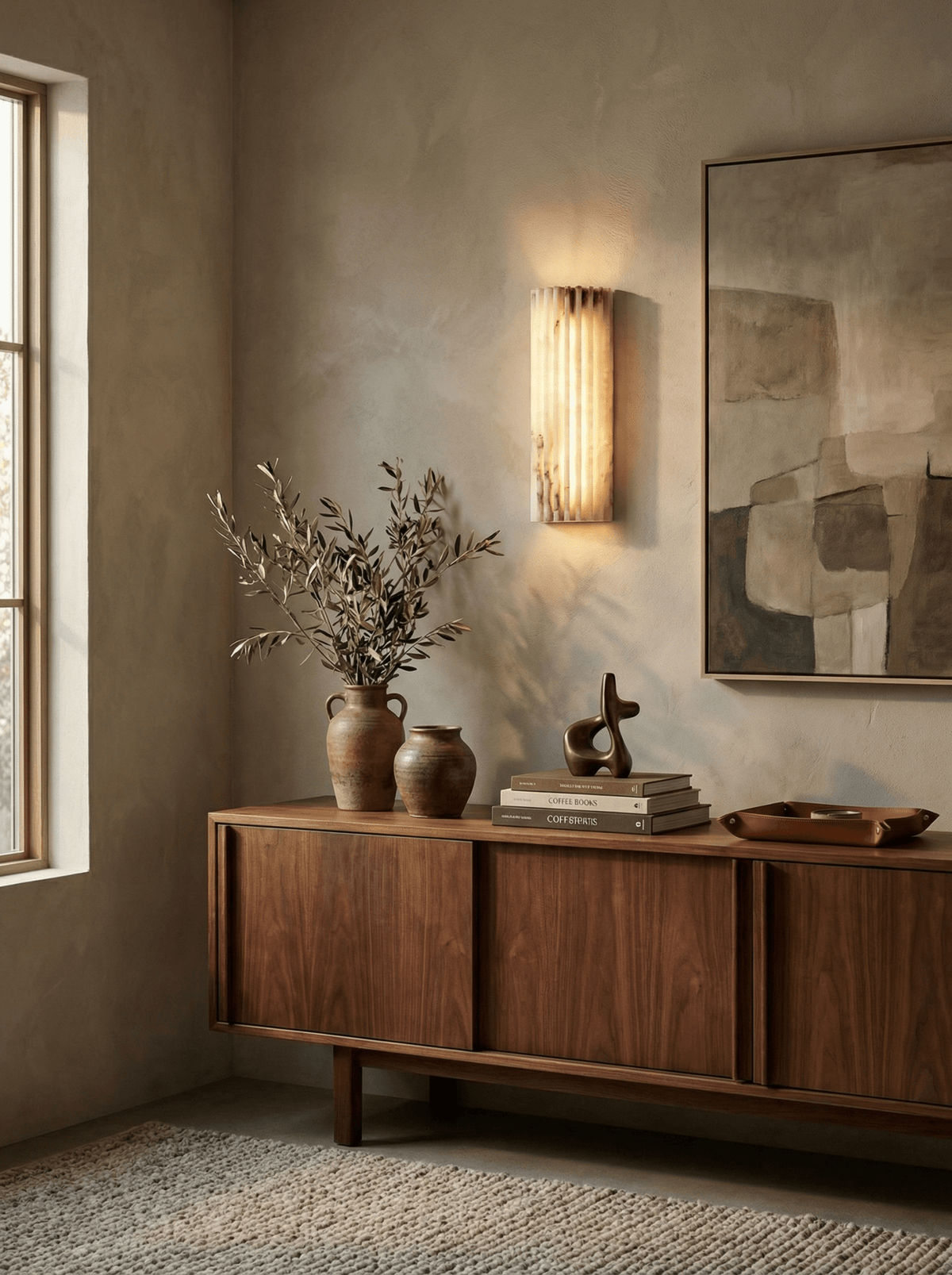 Sculptural Elegance Soft Stone Dimmable Wall Light in Alabaster Pattern — product view 3