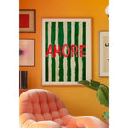 Striking Green Stripe Psychedelic Canvas Striped Wall Art — product view 3