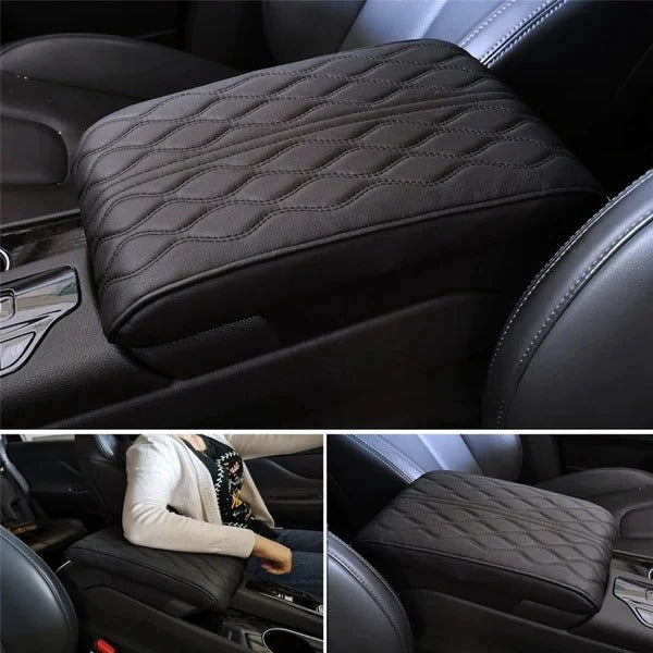 Universal Leather Automotive Armrest Memory Foam Quilted Cushion — product view 1