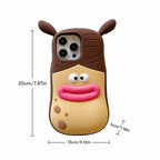 Trendy Kawaii Frog Braided Strap Silicone Phone Case for iPhone — product view 6