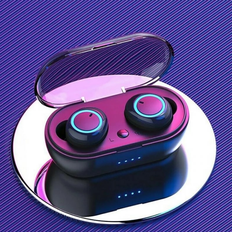 Portable Wireless Bluetooth TV Earbuds Headphones with Microphone and Charging Box — product view 1