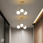 Scandinavian Round Glass and Iron Curved LED Ceiling Light - Semi-Flush Mount — product view 2