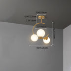 Scandinavian Round Glass and Iron Curved LED Ceiling Light - Semi-Flush Mount — product view 4