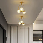 Scandinavian Round Glass and Iron Curved LED Ceiling Light - Semi-Flush Mount — product view 18