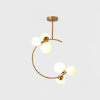 Scandinavian Round Glass and Iron Curved LED Ceiling Light - Semi-Flush Mount — product view 19