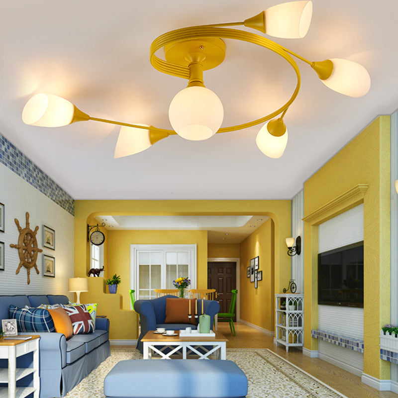 Exquisite Nordic Glass Iron Circular Floral Bud Ceiling Light For Living Spaces — product view 1