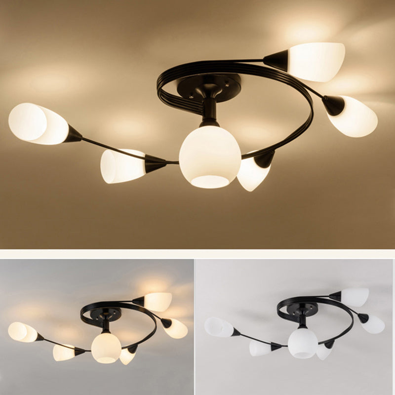 Exquisite Nordic Glass Iron Circular Floral Bud Ceiling Light For Living Spaces — product view 11