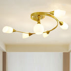 Exquisite Nordic Glass Iron Circular Floral Bud Ceiling Light For Living Spaces — product view 13
