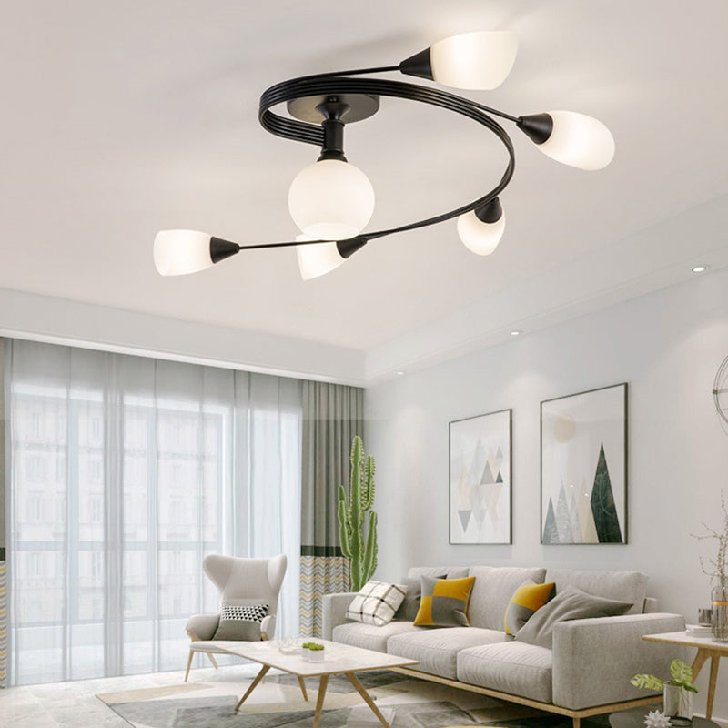 Exquisite Nordic Glass Iron Circular Floral Bud Ceiling Light For Living Spaces — product view 17