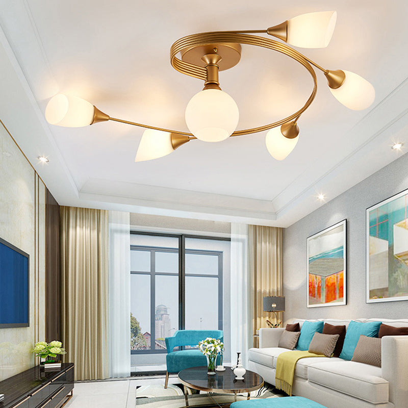 Exquisite Nordic Glass Iron Circular Floral Bud Ceiling Light For Living Spaces — product view 18
