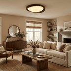 Elegant Slim Walnut LED Ceiling Lamp with Curved Edge - Flush Mount — product view 1