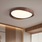 Elegant Slim Walnut LED Ceiling Lamp with Curved Edge - Flush Mount — product view 4