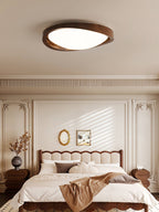 Elegant Slim Walnut LED Ceiling Lamp with Curved Edge - Flush Mount — product view 7