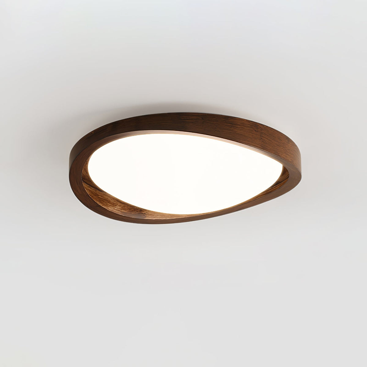 Elegant Slim Walnut LED Ceiling Lamp with Curved Edge - Flush Mount — product view 9