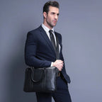 Classic Leather Business Laptop Messenger Handbag - Functional Briefcase Style — product view 7