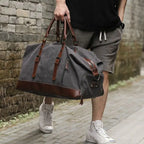 Vintage Graphite Canvas Weekender Duffle Bag - Ideal for Travel, Gym and Business Trip — product view 2