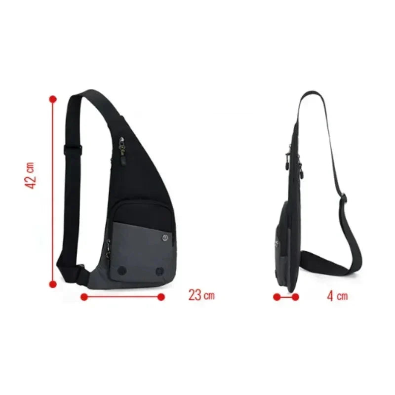 Slim Waterproof Spacious Canvas Crossbody Sling Bag with Two Zippered Pockets — product view 8