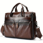 Casual Business Leather Practical Sleek Laptop Bag with Multi-layered Compartments — product view 1