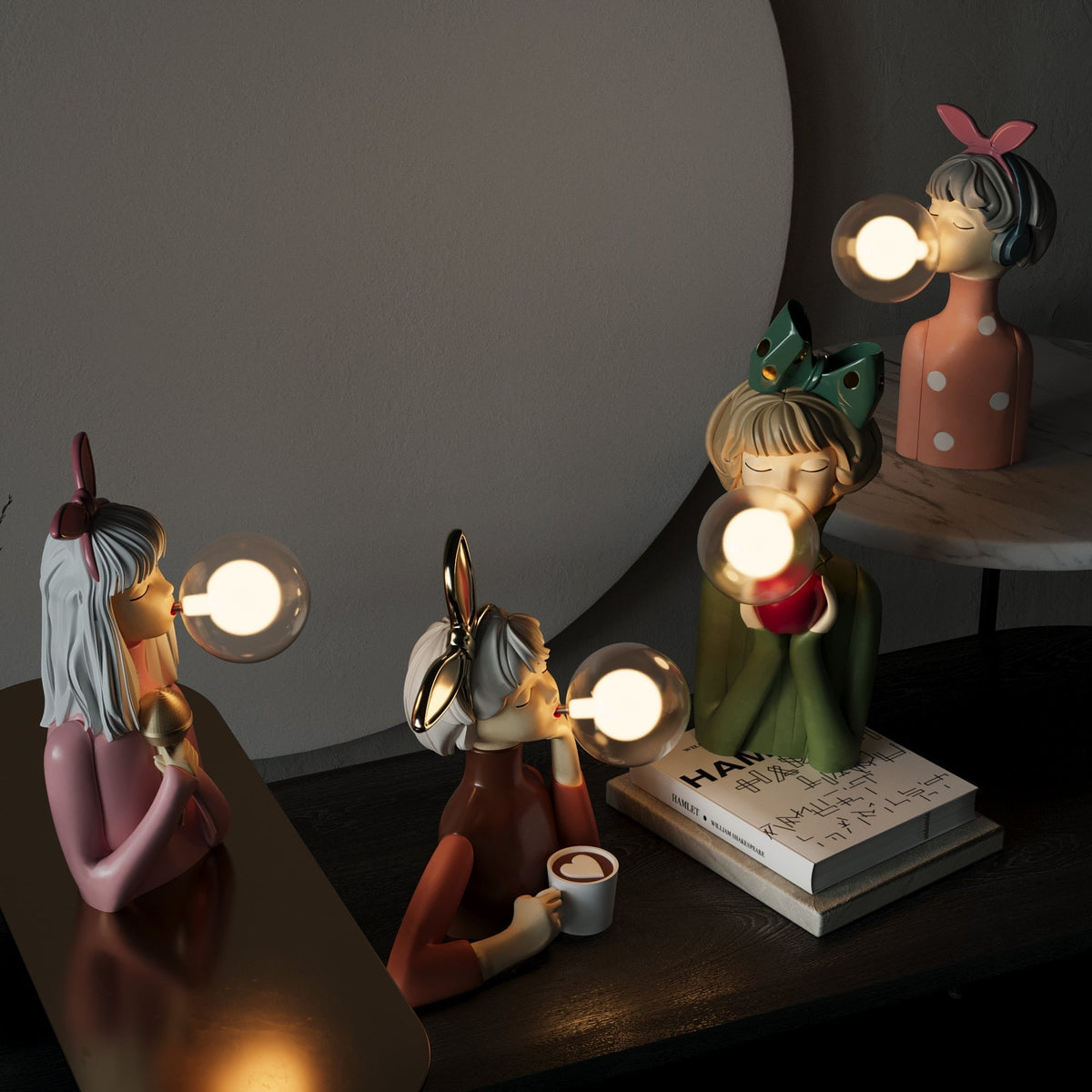 Decorative Cosy Artisan Sisters Table Lamp with Wooden Base for Home — product view 6