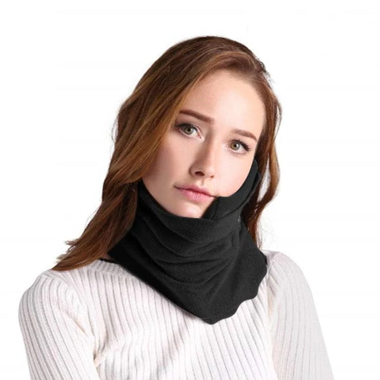 Flexible Microbead Wrap Travel Neck Pillow with Head and Shoulder Support — product view 1