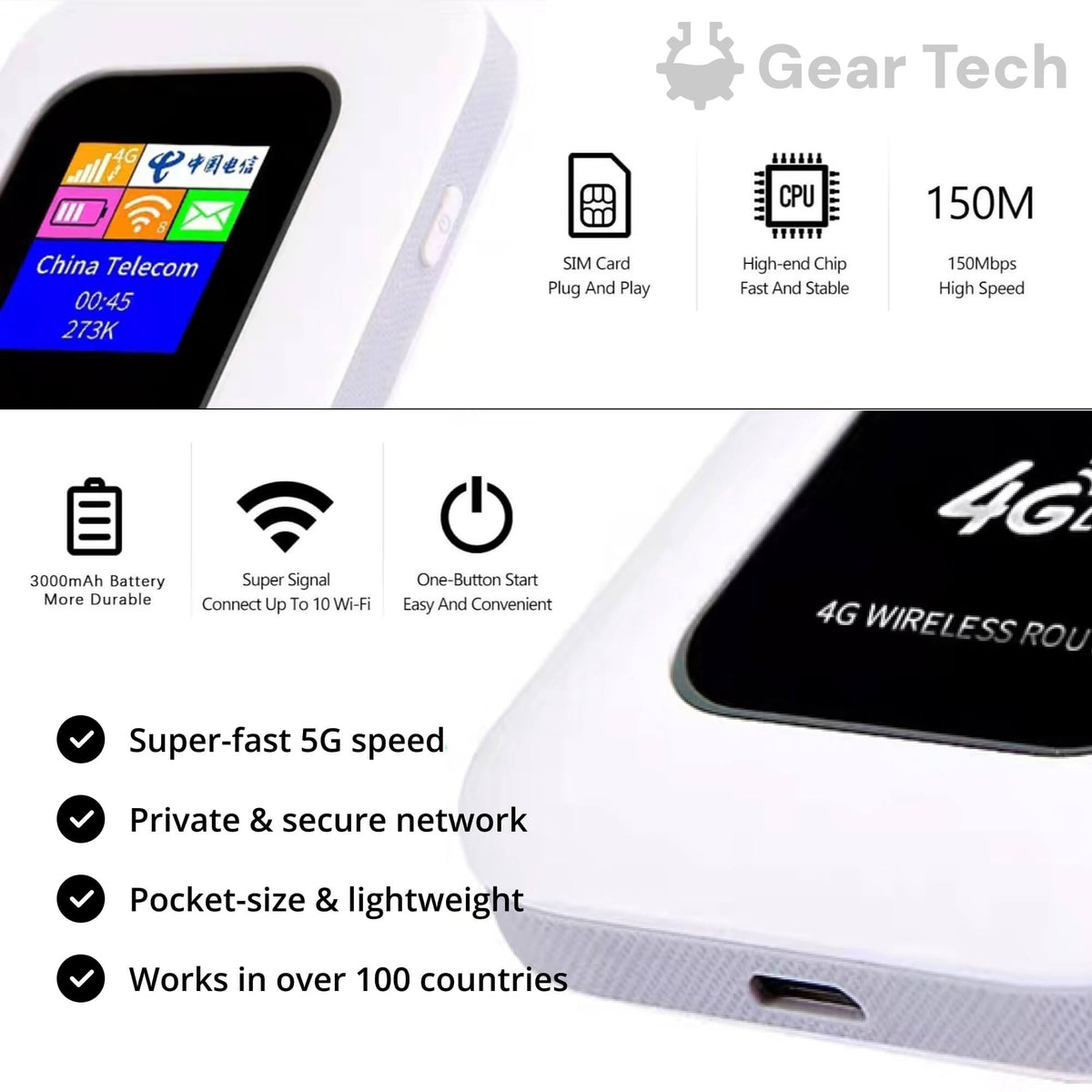 Compact High-Speed 5G Mobile WiFi Hotspot Device — product view 3