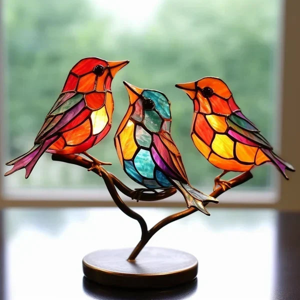 Decorative Colorful Glass Bird Figurines Home Decor Set — product view 3