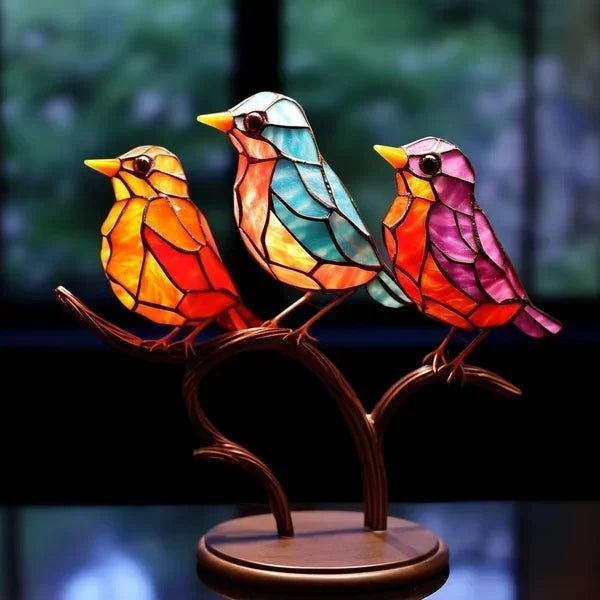 Decorative Colorful Glass Bird Figurines Home Decor Set — product view 5