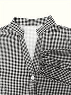 Women's Sunny Gingham Stripes Summer Dress with Airy 3/4 Puffed Sleeves — product view 7