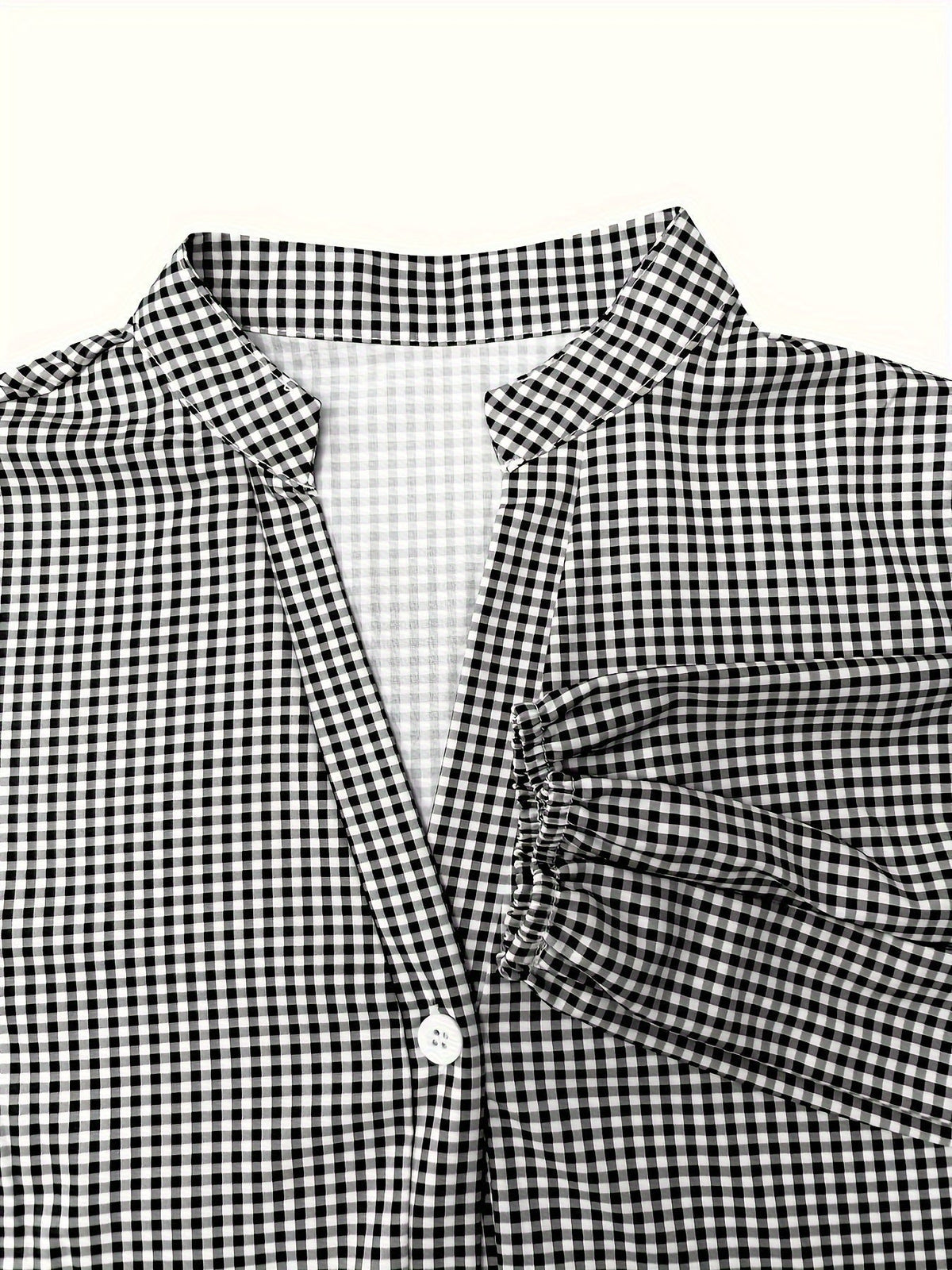 Women's Sunny Gingham Stripes Summer Dress with Airy 3/4 Puffed Sleeves — product view 7