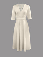Trendy Flared Midi Celebration Wedding Guest Dress for Women — product view 5