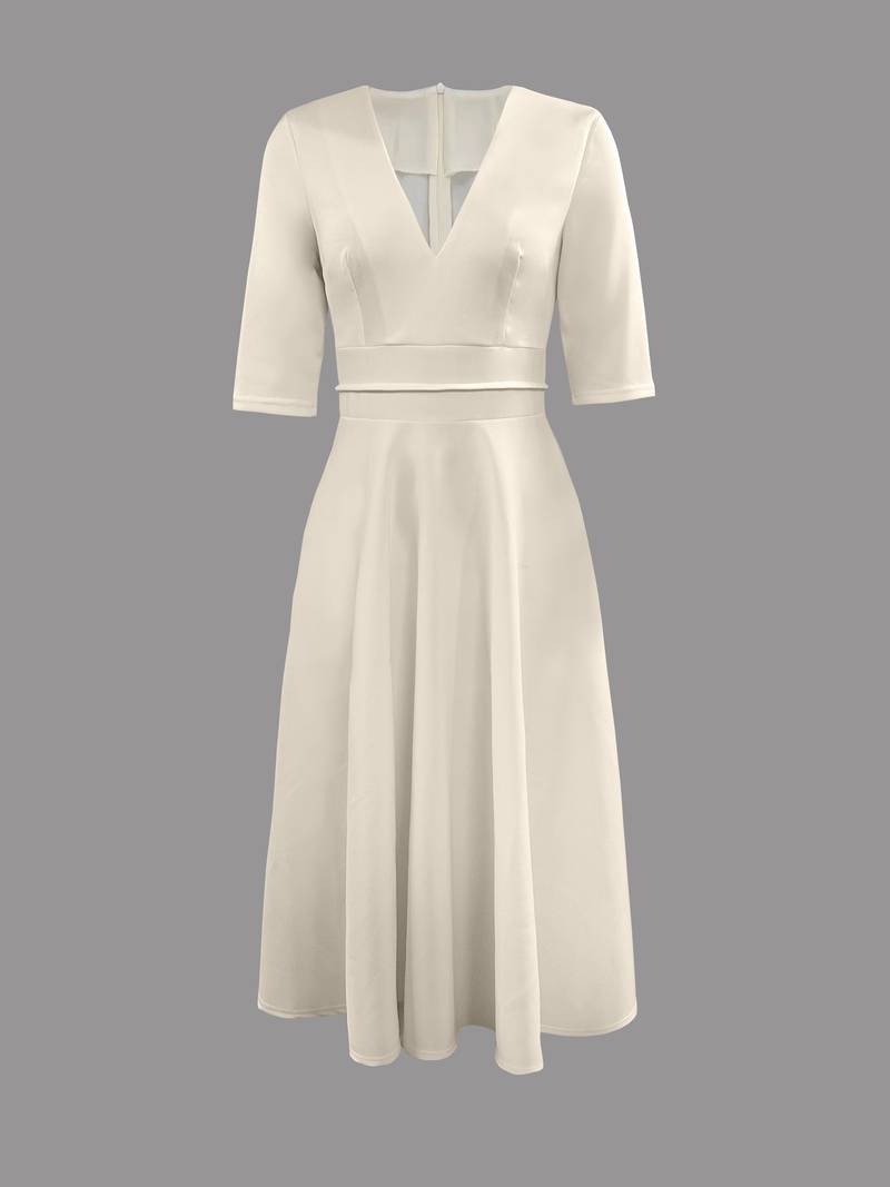 Trendy Flared Midi Celebration Wedding Guest Dress for Women — product view 5